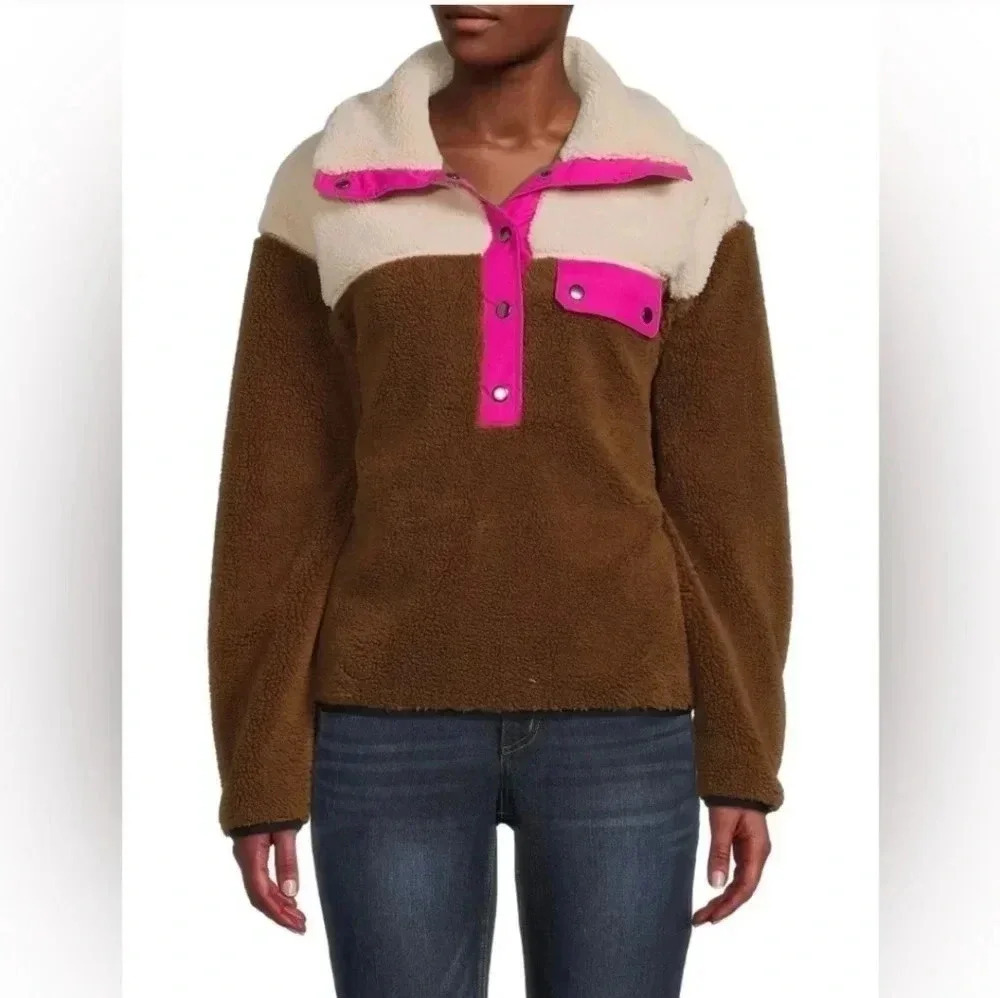 Rebecca Minkoff Tia Colorblock Sherpa Casual Weekend Style Pullover(XS)NWT
